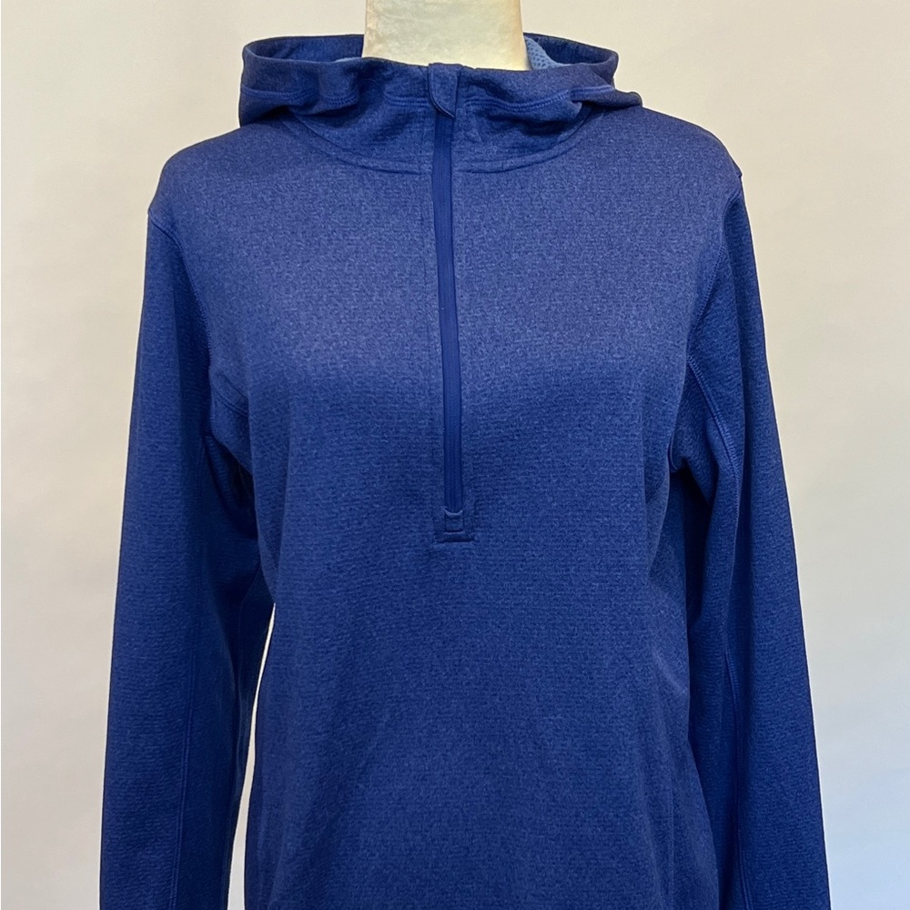 WLSS043 Women’s Cascade Sport Blue Half-Zip Hoodie with Thumb Holes